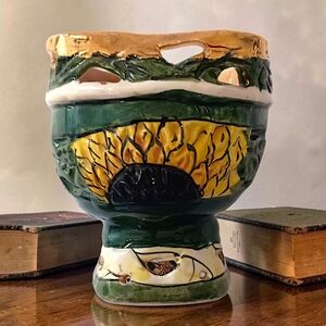 Blue Sky Clayworks Sunflower Tealight Holder Candle Votive Heather Goldminc 2001